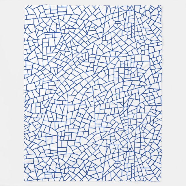 Cobertor De Velo Padrão Craquelure - Marinho Azul em Branco (Frente)