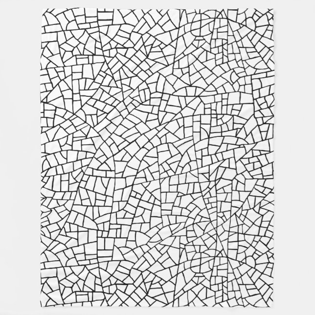 Cobertor De Velo Padrão Craquelure - Preto em Branco (Frente)