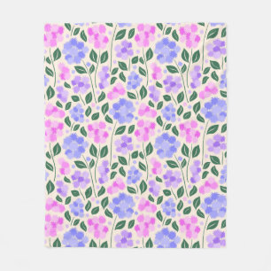 Cobertor De Velo Padrão das flores rosa e púrpura e azul
