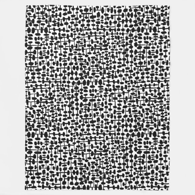 Cobertor De Velo Padrão de abstrato 190621 Preto em Branco (Frente)