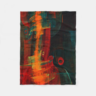 Cobertor De Velo Padrão de Abstrato de Arte Moderno Vermelho Azul-L