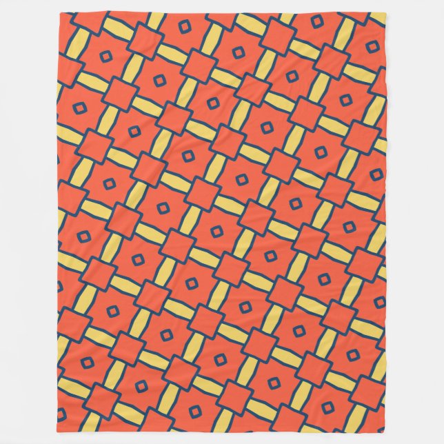 Cobertor De Velo Padrão de Abstrato Geométrico Laranja (Frente)