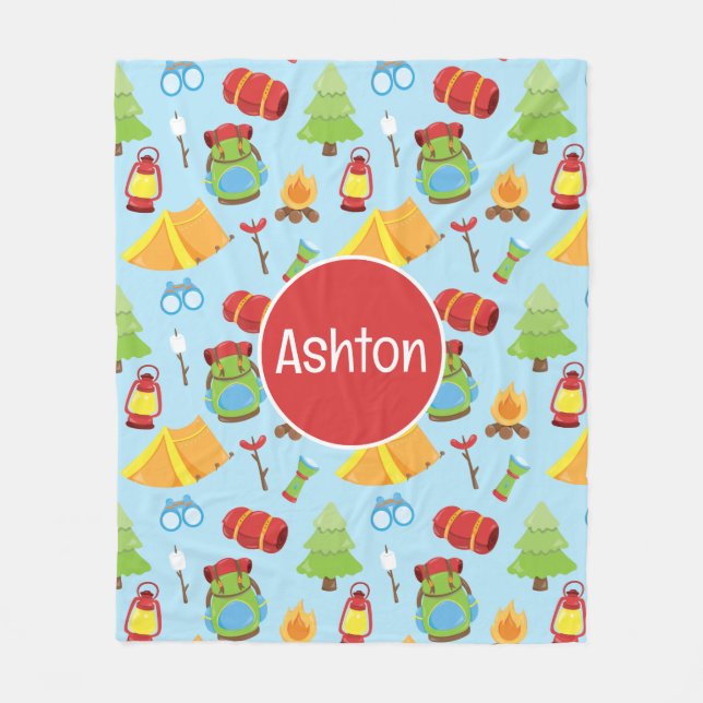 Cobertor De Velo Padrão de acampamento de verão bonito (Frente)