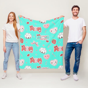 Cobertor De Velo Padrão de Amor da Mãe em Arte Pop em Turquesa (3)