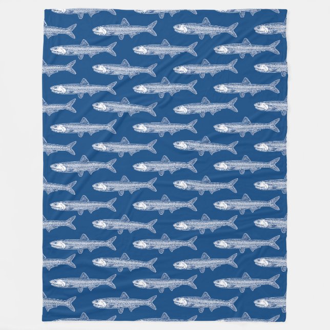 Cobertor De Velo Padrão de Anchovy - Branco e Azul Shibori (Frente)