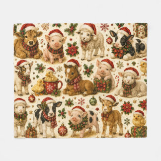 Cobertor De Velo Padrão de Animais de Fazenda de Natal Fofo