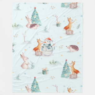 Cobertor De Velo Padrão de animais de Natal bonitos