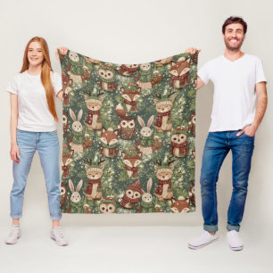 Cobertor De Velo Padrão de Animais de Natal da Floresta – Inverno F