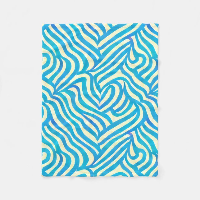 Cobertor De Velo Padrão de Aquarela Azul (Frente)