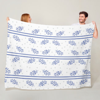 Cobertor De Velo Padrão de aquarela botânica azul e cinza