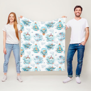 Cobertor De Velo Padrão de Aquarela das Baleias Náuticas Cóticas