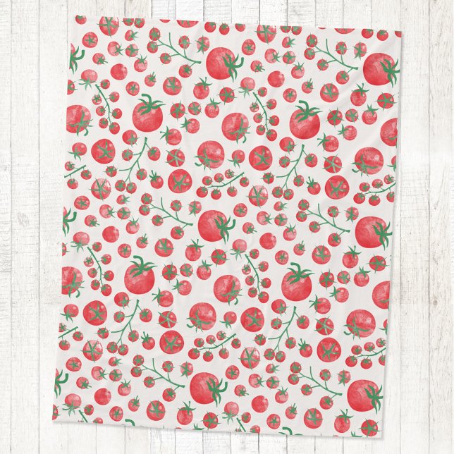 Cobertor De Velo Padrão de Aquarela de Tomate (Fun Mediterranean summer watercolor tomato pattern fleece blanket)
