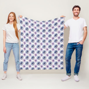 Cobertor De Velo Padrão de aquarela floral Lavanda e Azul