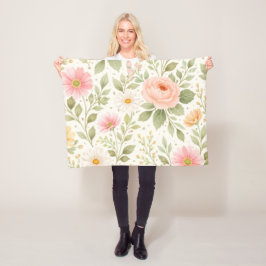 Cobertor De Velo Padrão de Aquarela Floral Suave