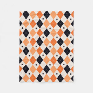 Cobertor De Velo Padrão de Argyle de Aranha Negra e Laranja do Hall