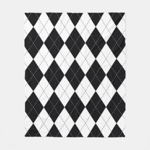Cobertor De Velo Padrão de argyle sem soldadura em preto e branco.