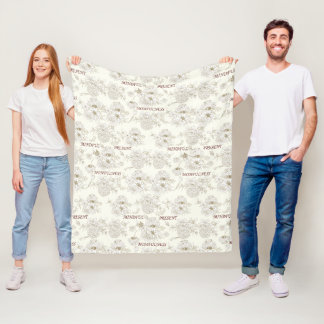 Cobertor De Velo Padrão de Arte de Linha Botânica Dourada da Plenit
