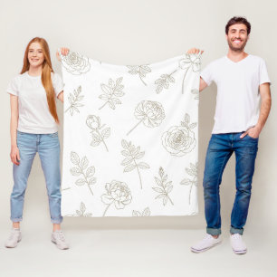 Cobertor De Velo Padrão de Arte de Linha Botânica Minimalista (8)