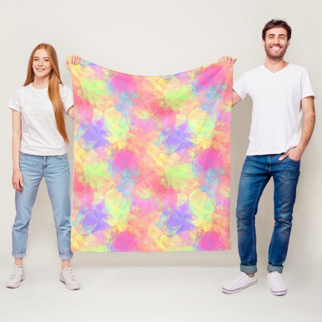 Cobertor De Velo Padrão de Arte de Polígono Azul Púrpura, Verde lim (In Situ)