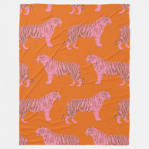 Cobertor De Velo Padrão de Arte Tigre e Laranja-Rosa