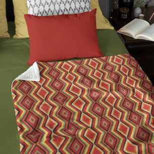 Cobertor De Velo Padrão de Arte Tribal Vermelho Verde Laranja Amare