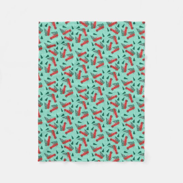 Cobertor De Velo Padrão de Árvore de Natal de Caminhão de Recepção  (Frente)