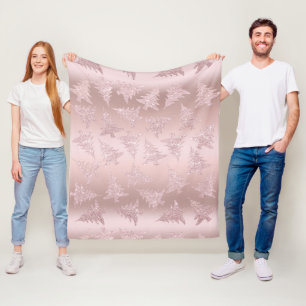 Cobertor De Velo Padrão de Árvore de Natal Glitter Dourado com Ro