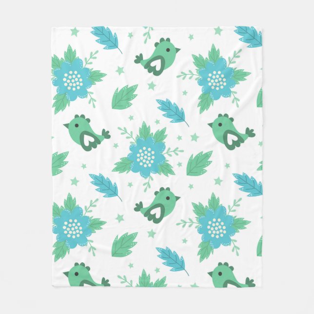 Cobertor De Velo Padrão de Aves de Flores (Frente)