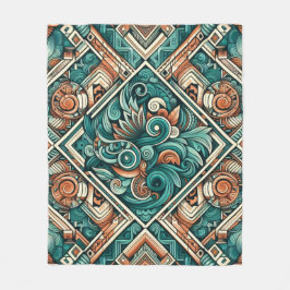 Cobertor De Velo Padrão de Azul-Celeste e Terracota Inspirado nos A