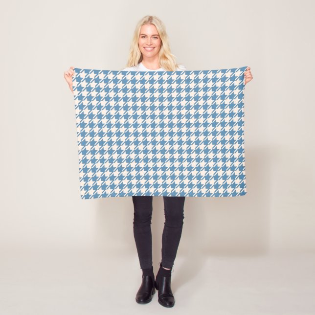 Cobertor De Velo Padrão de Azul+Creme do Houndstooth (In Situ)