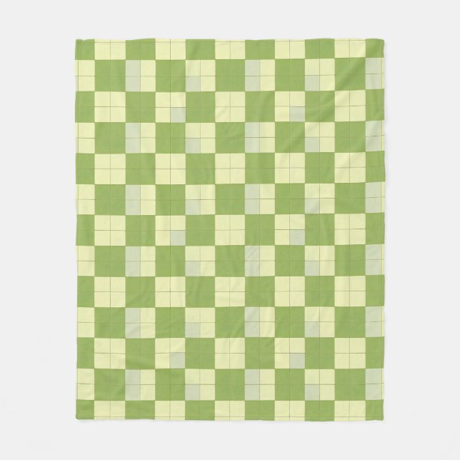 Cobertor De Velo Padrão de Azulejo Xadrez Verde e Creme (Frente)