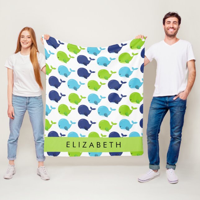 Cobertor De Velo Padrão De Baleias, Baleias Cutas, Seu Nome (In Situ)