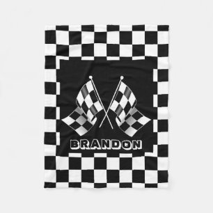 Cobertor De Velo Padrão de bandeira xadrez preta e branca personali