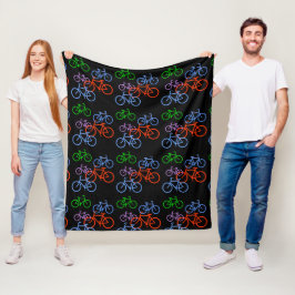 Cobertor De Velo Padrão de Bicicletas Brilhantes em Preto