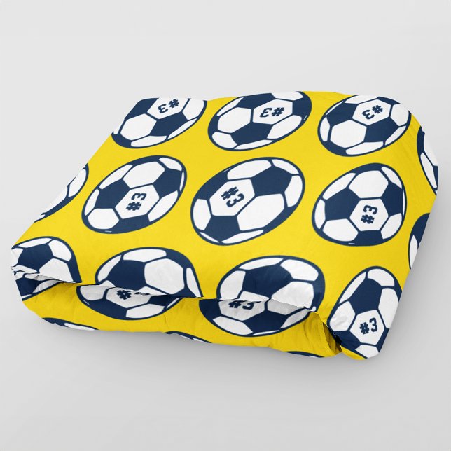 Cobertor De Velo Padrão de bola de futebol amarelo e Marinho azul p (Criador carregado)