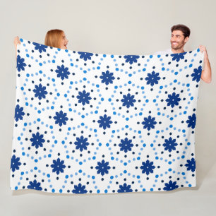 Cobertor De Velo Padrão de Bolinhas Florais Azul e Branco