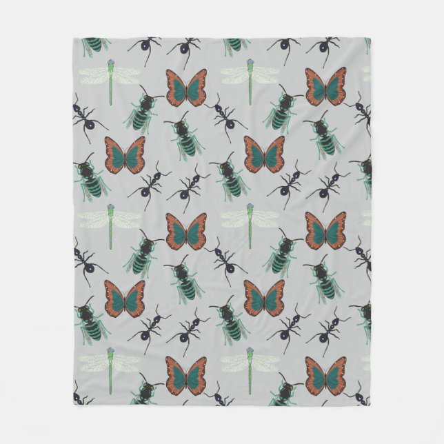 Cobertor De Velo Padrão de borboleta colorida (Frente)
