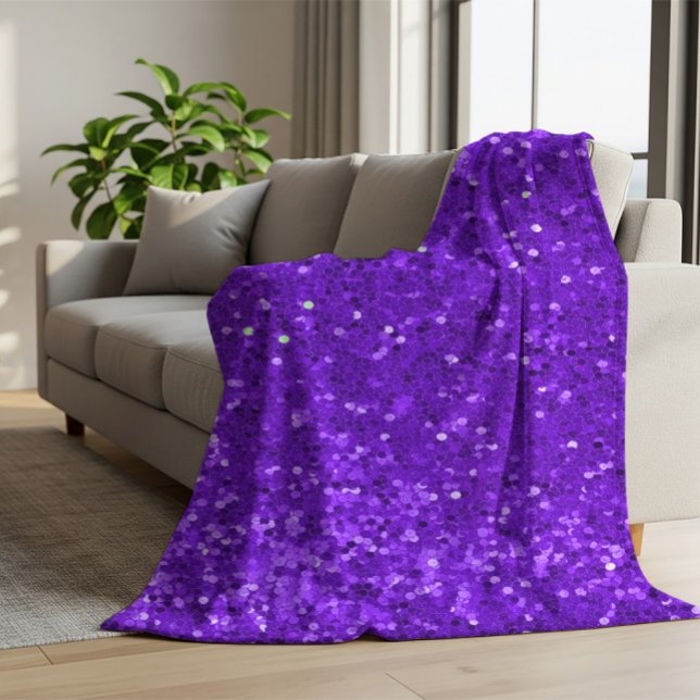 Cobertor De Velo Padrão de Brilho Falso Glam Roxo Fundo (Criador carregado)