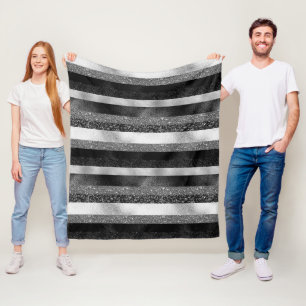 Cobertor De Velo Padrão De Brilho Preto E Prateado