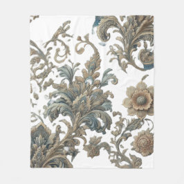 Cobertor De Velo Padrão de Brocade Floral Azul-Dusky