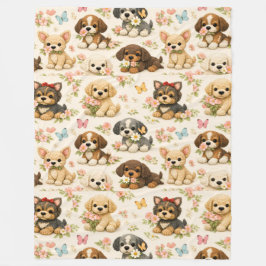 Cobertor De Velo Padrão de cachorrinho fofo floral Borboleta