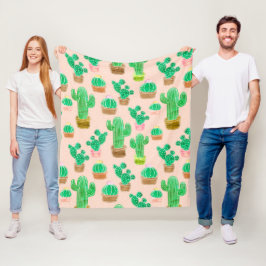 Cobertor De Velo Padrão De Cactus Potente Desenhado À Mão