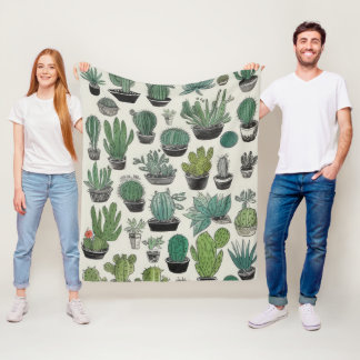 Cobertor De Velo Padrão de Cactus Verde