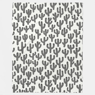 Cobertor De Velo Padrão de Cactus Watercolor - Preto