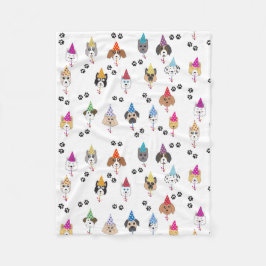 Cobertor De Velo Padrão de Cães de Festa de Aniversário Bonito