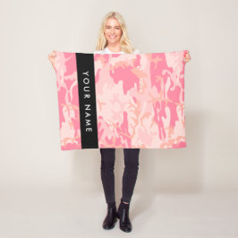 Cobertor De Velo Padrão de Camuflagem Rosa, Seu nome, Personalize