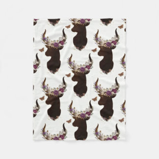 Cobertor De Velo Padrão de Cervo e Borboleta Floral Boho - Na Flore