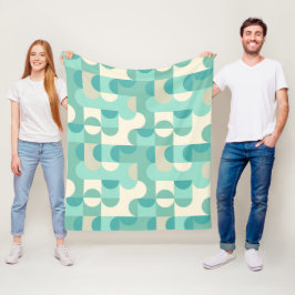 Cobertor De Velo Padrão de Círculos Bege Taupe Azul Teal Verde Mint