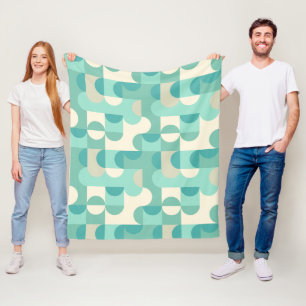 Cobertor De Velo Padrão de Círculos Bege Taupe Azul Teal Verde Mint