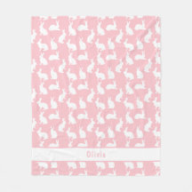 Padrão de Coelho Rosa e Branco com Nome